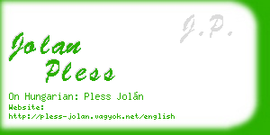 jolan pless business card