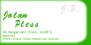 jolan pless business card